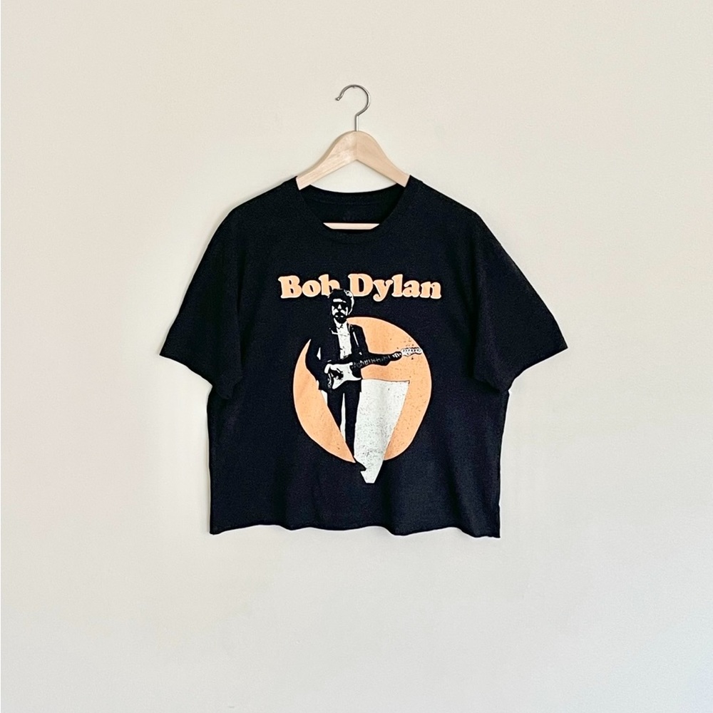 Bob Dylan Retro Tri-Blend Boxy Cropped Dark Gray T Shirt Women’s size XL